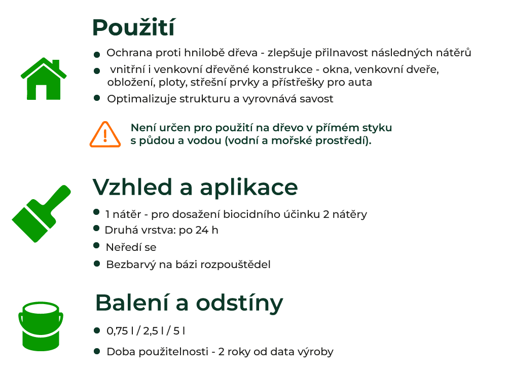 Technické parametry – Xyladecor xylamon impregnace dřeva