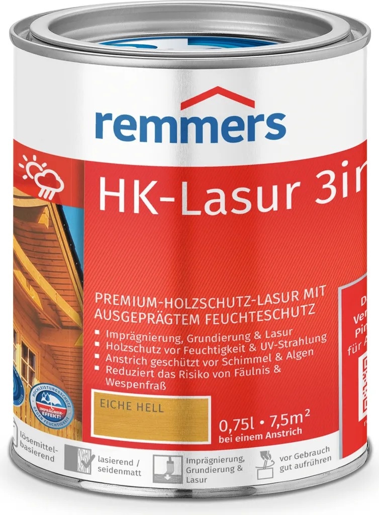 Remmers HK Lasur 3in1 – light oak (Eiche hell) 0.75 l